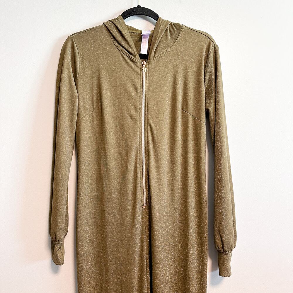 Savage X Fenty “Sleep & Shine” Hooded Shimmer Jumpsuit Green Size M - Picture 7 of 13